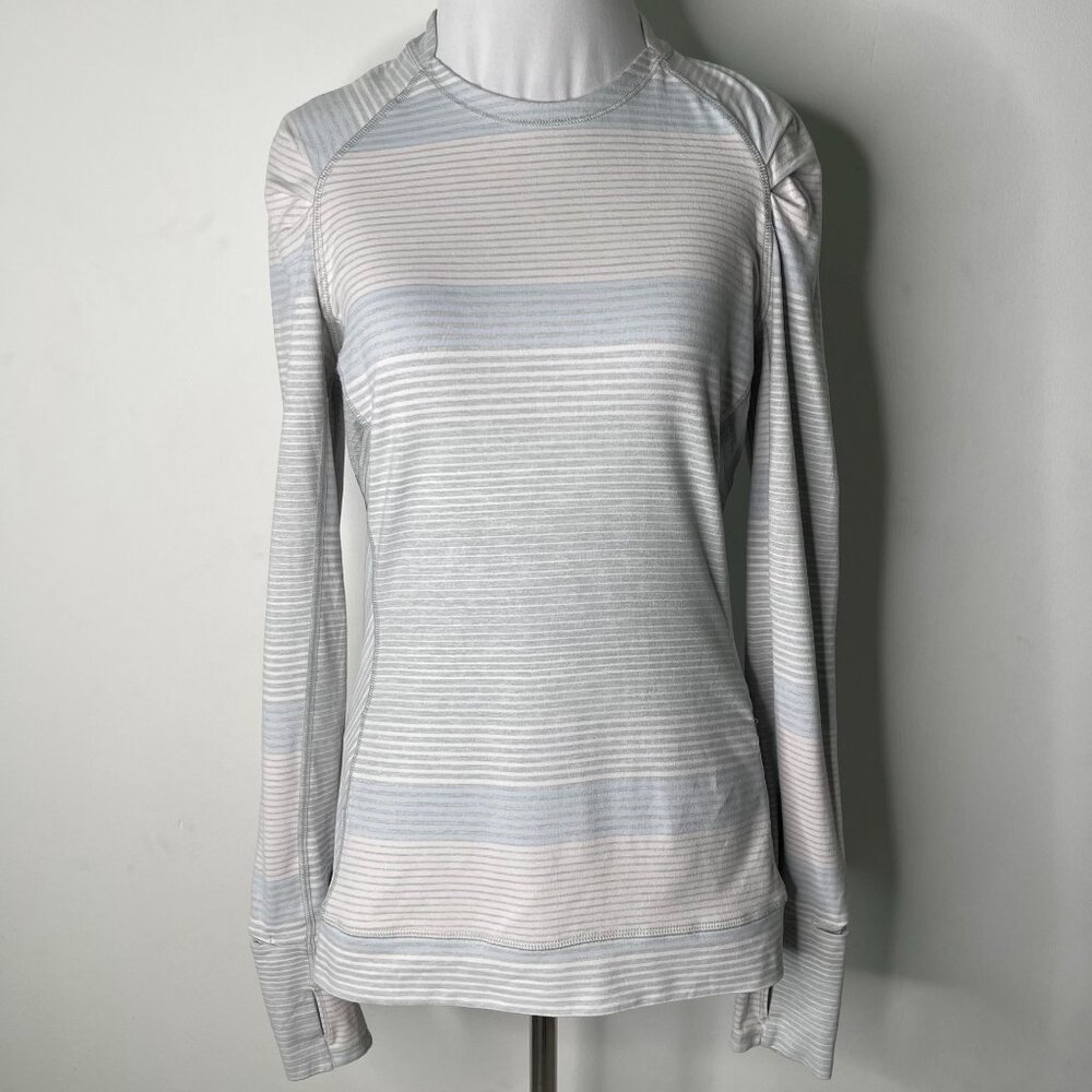 Lululemon Women's Silver Spoon White Think Fast Long Sleeve T-Shirt Size 6